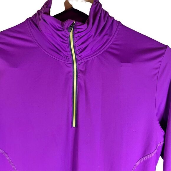 Title Nine Paradigm 1/4 Zip Long Sleeve Pullover Top Purple Med Graphic Writing - Picture 2 of 9